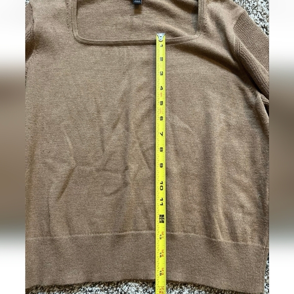 Banana Republic Women's Cropped Sweater Ribbed Chocolate Brown Square Neck EUC - Picture 7 of 7